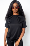 Women's Polyester Black Short and Top Set