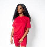 Women's Cotton Red Short and Top Set