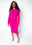 Pink Women's Sweater Two Piece Set